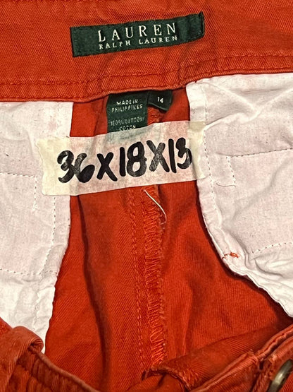 Ralph Lauren Burnt Orange High Rise Cargo Cotton Walking Shorts Womens